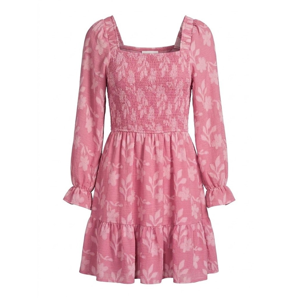 NWT Simplee Dress Womens Small Pink Floral Smocked Cottagecore Coquette Dainty
